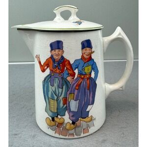 Edwin M Knowles China Co‎ Pitcher With Lid Antique Hand Painted Dutch Holland